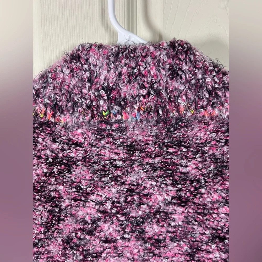 Free People Stellar Sweater, purple pink black, eyelash, warm cozy - Picture 5 of 6